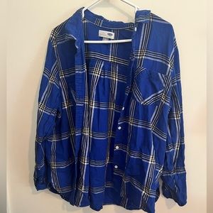Old Navy classic blue plaid button down, size XXL